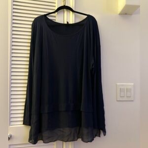 Elegant Navy Blue Silk Jersey Knit Women's Top